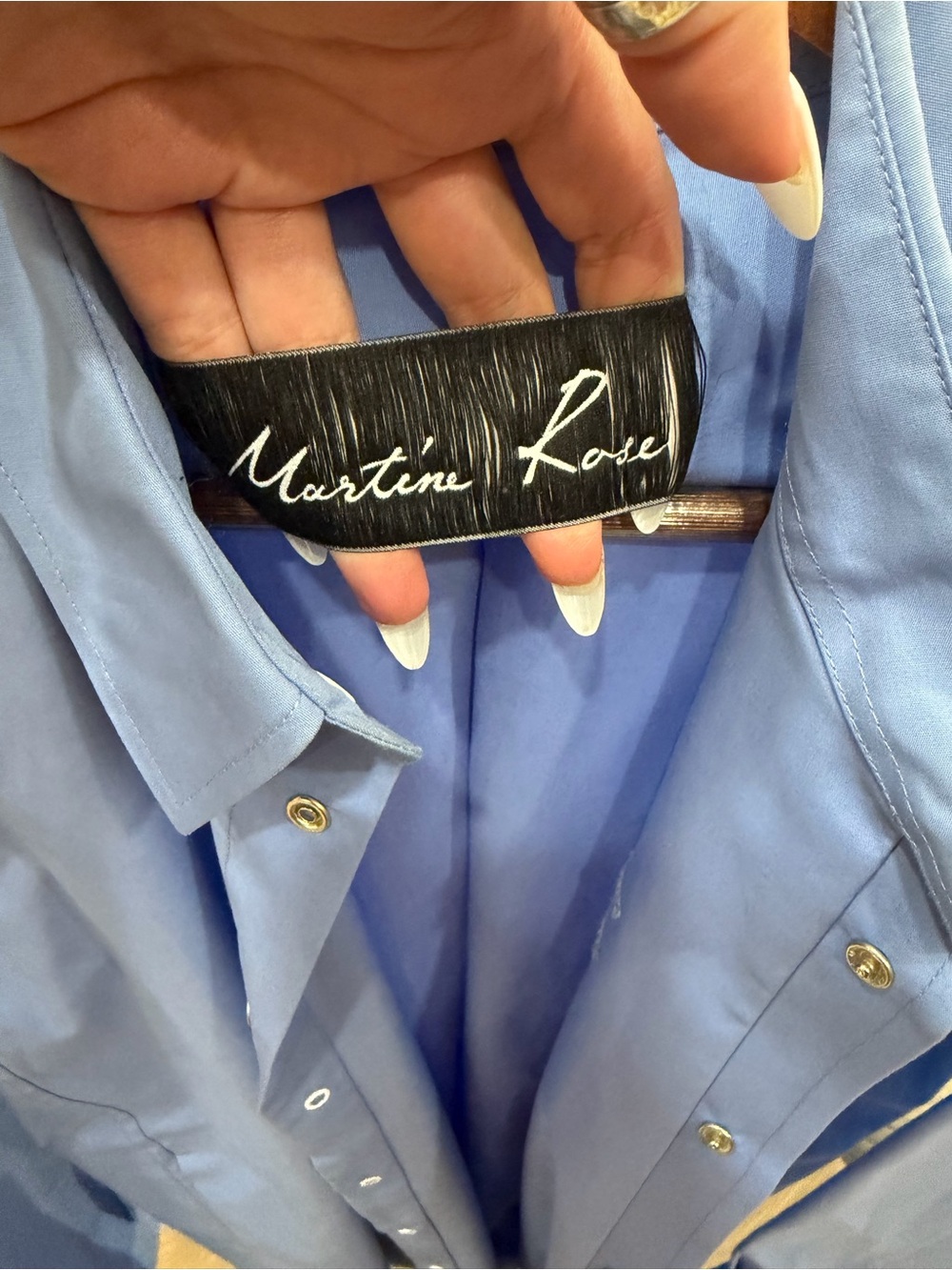 Martine Rose Pale Blue Embroidered Logo Shirt